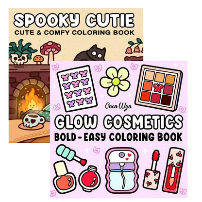 1/2/12Pcs coloring books, Glow cosmetics and Spooky cutie，Glow in the Dark Cosmetics Coloring Book -  Easy Adult Relaxation